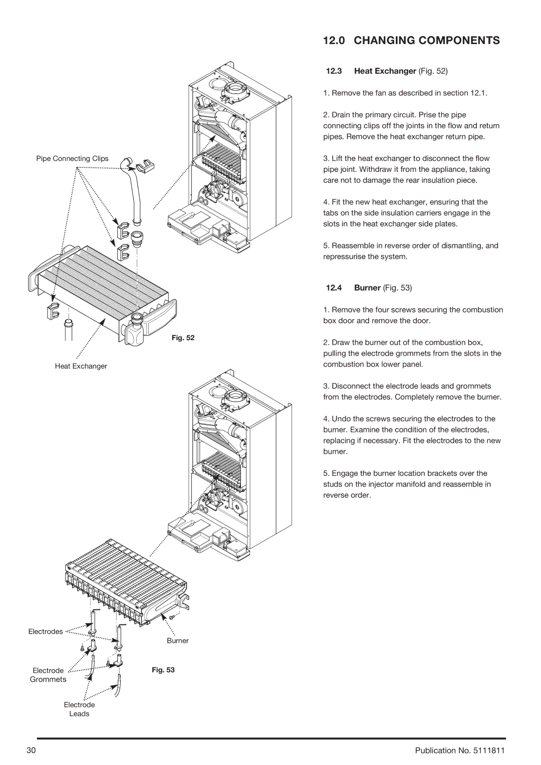 Baxi Potterton 24 Eco HE manual Heat Exchanger Fig, Burner Fig 