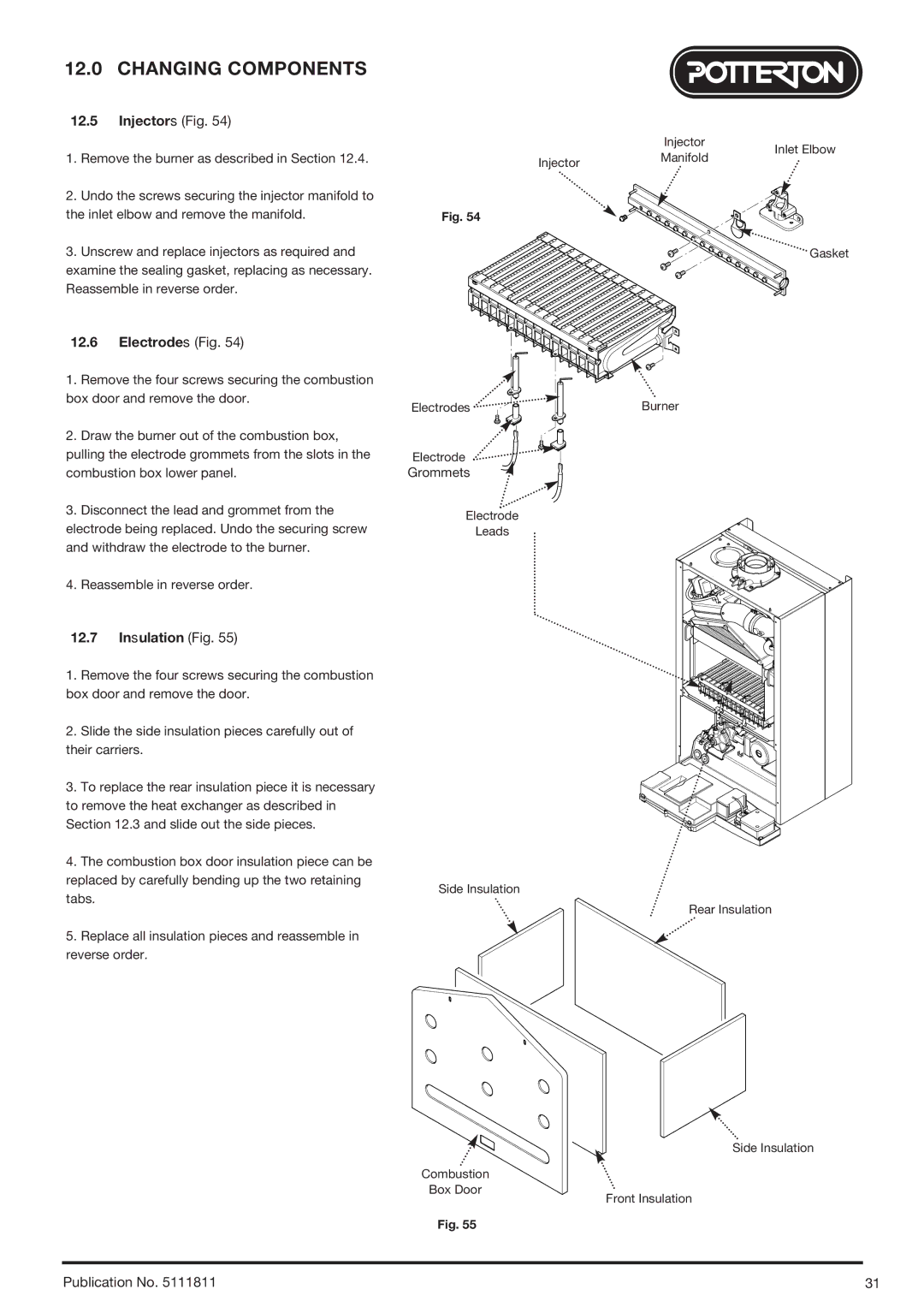 Baxi Potterton 24 Eco HE manual Injectors Fig, Electrodes Fig, Insulation Fig 