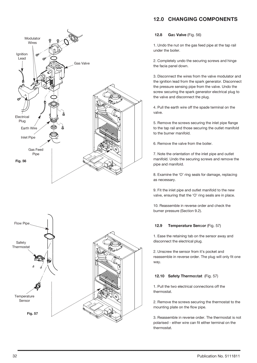 Baxi Potterton 24 Eco HE manual Gas Valve Fig, Temperature Sensor Fig, Safety Thermostat Fig 