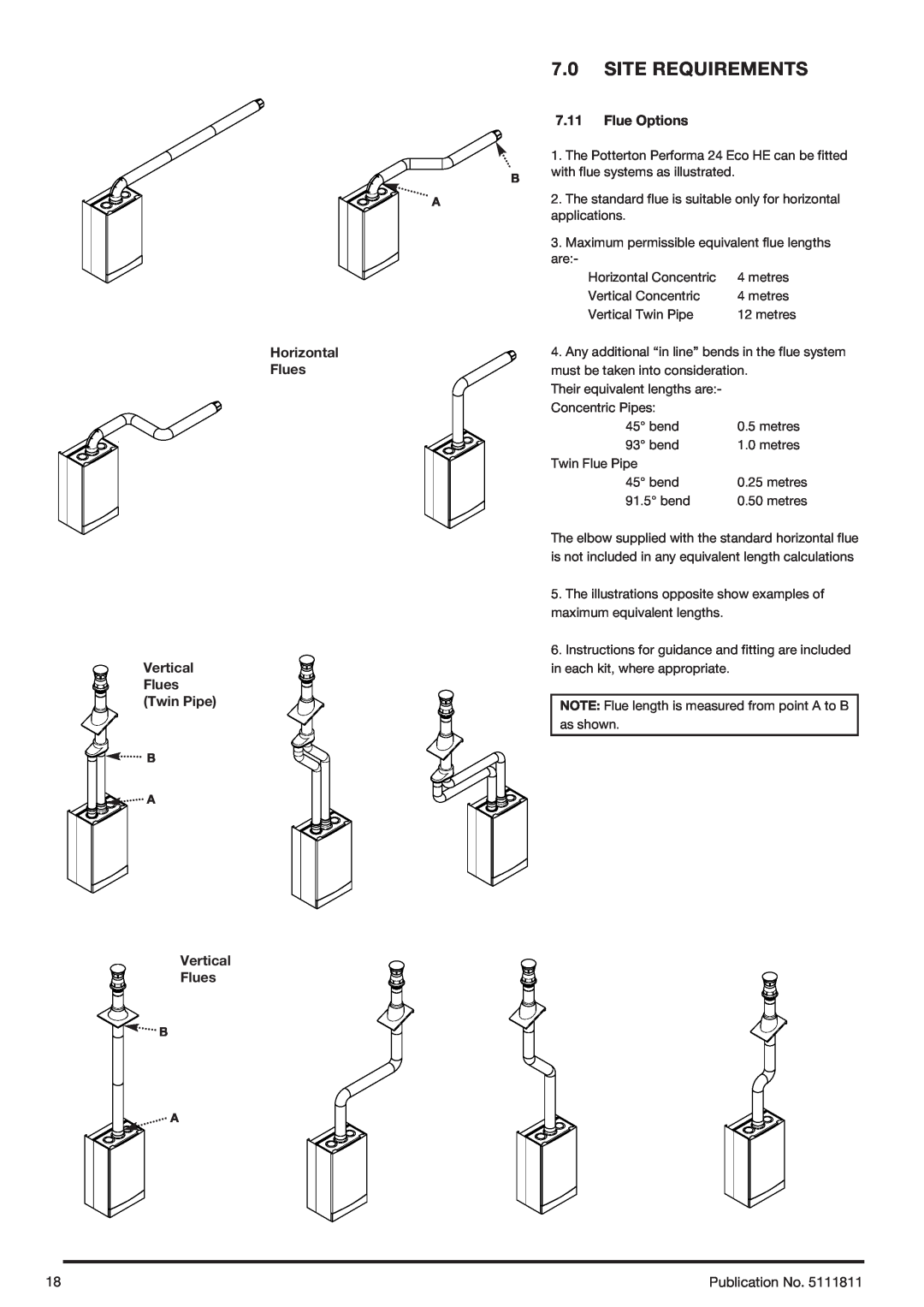 Baxi Potterton 24 Eco HE manual Site Requirements, Horizontal Flues Vertical Flues Twin Pipe, Flue Options 