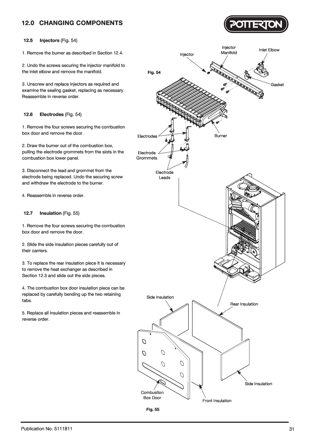 Baxi Potterton 24 Eco HE manual Injectors Fig, Electrodes Fig, Insulation Fig, 13.8, Publication No 