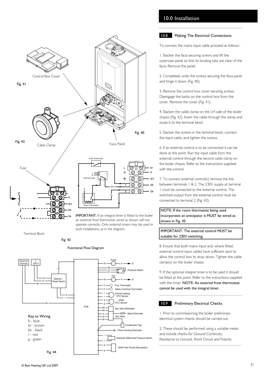 Baxi Potterton 30 HE manual Making The Electrical Connections, Preliminary Electrical Checks 