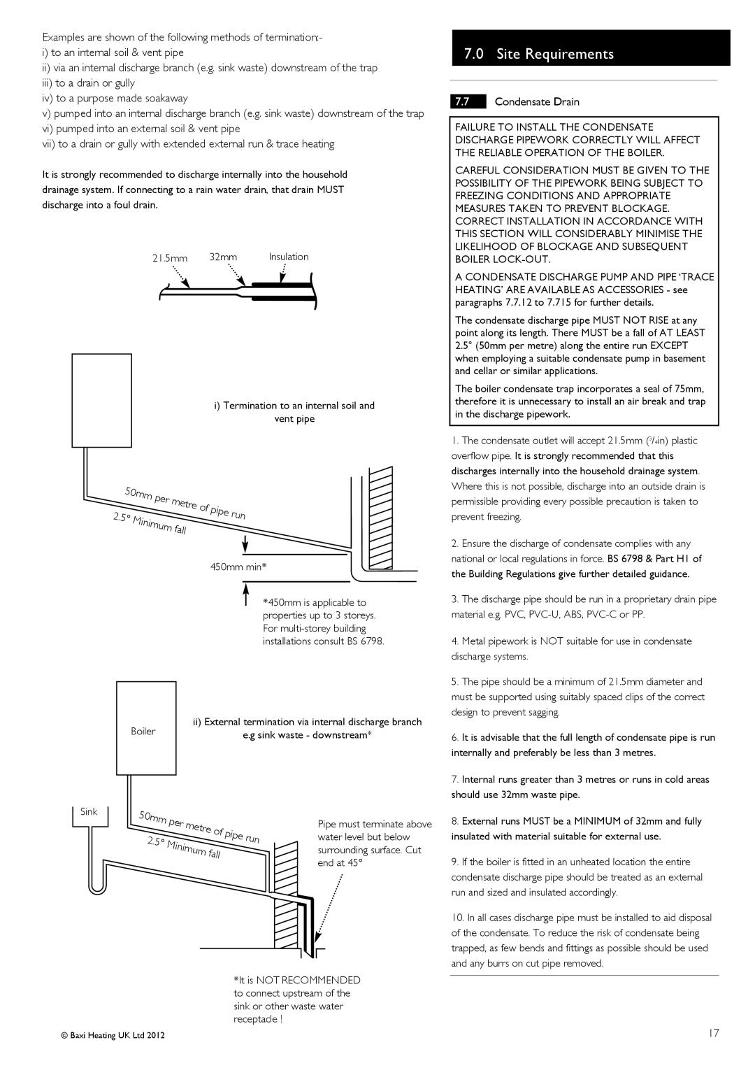 Baxi Potterton 47-393-39, 47-393-40, 47-393-41, 47-393-42 manual Condensate Drain 