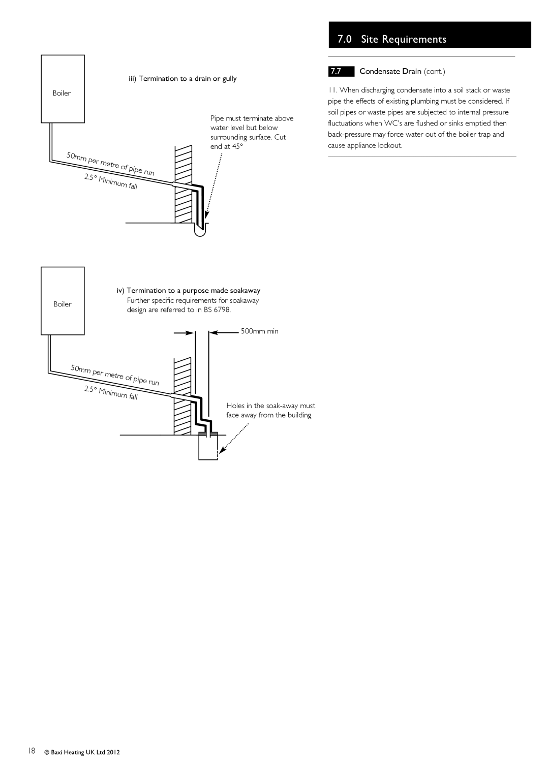 Baxi Potterton 47-393-41, 47-393-40, 47-393-39, 47-393-42 manual 50mm per, 500mm min 