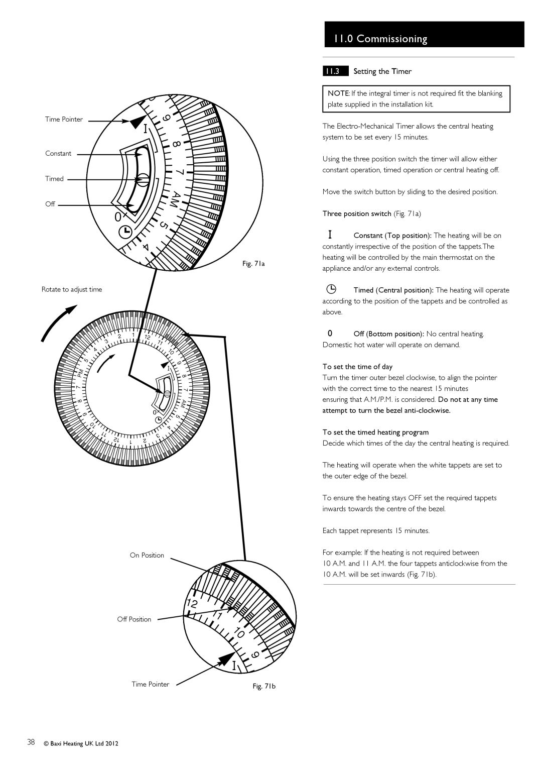 Baxi Potterton 47-393-41, 47-393-40, 47-393-39, 47-393-42 manual Setting the Timer 