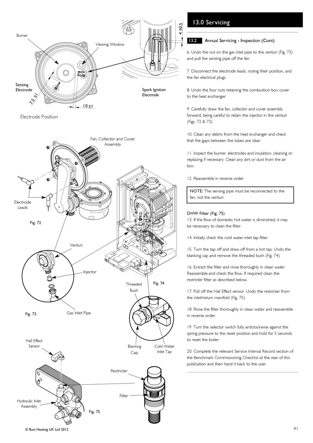 Baxi Potterton 47-393-39, 47-393-40, 47-393-41, 47-393-42 manual 10 ±1, Burner Sensing Electrode, Viewing Window 