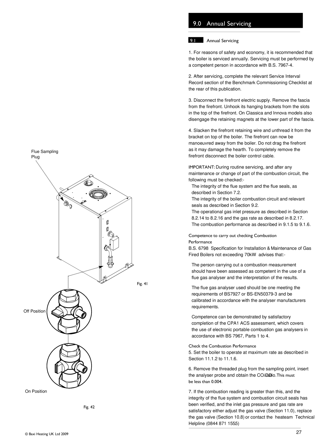 Baxi Potterton BBU 15 HE manual Annual Servicing 