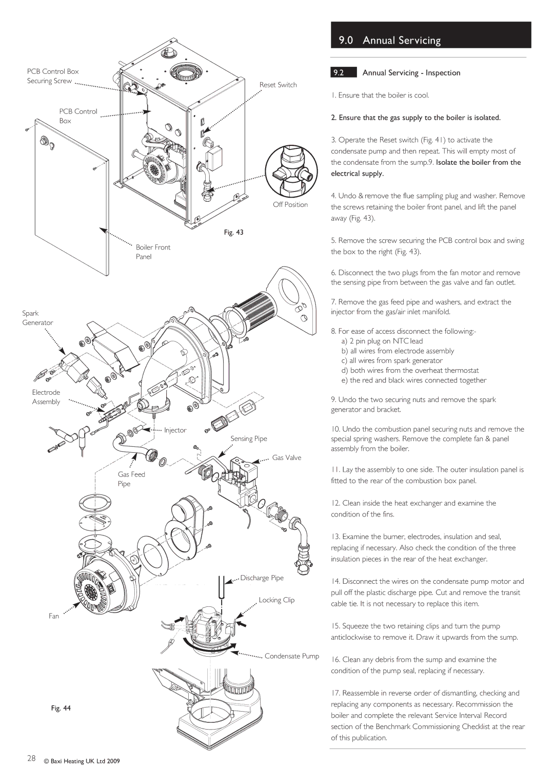 Baxi Potterton BBU 15 HE manual Annual Servicing Inspection 