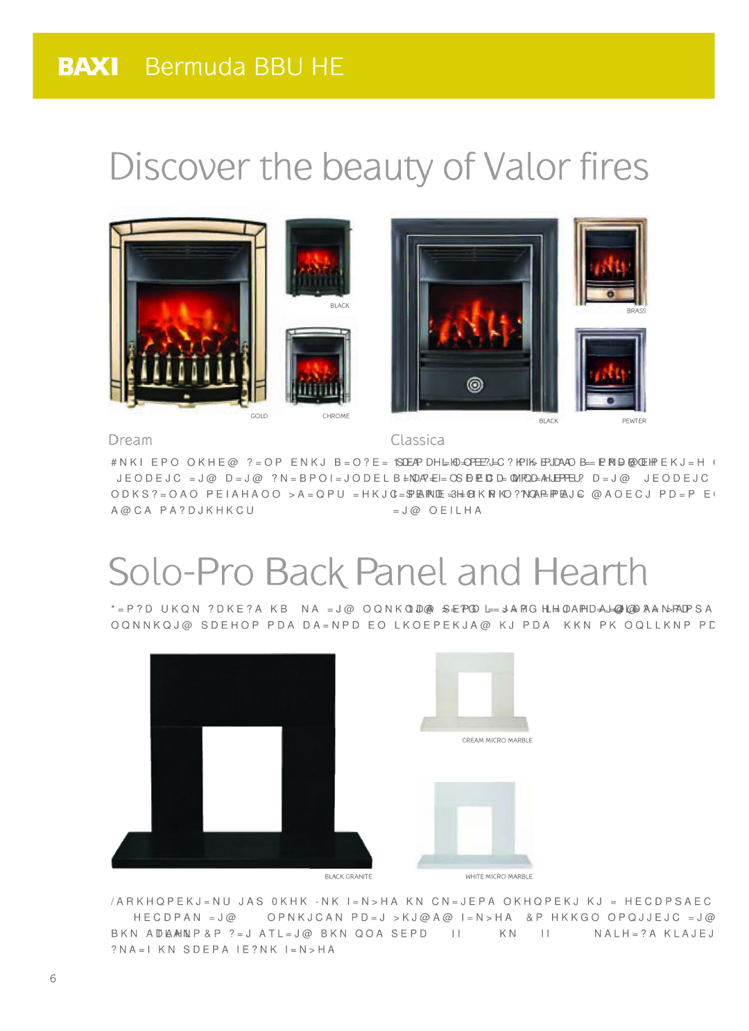 Baxi Potterton BBU HE manual Solo-Pro Back Panel and Hearth, Dream Classica 