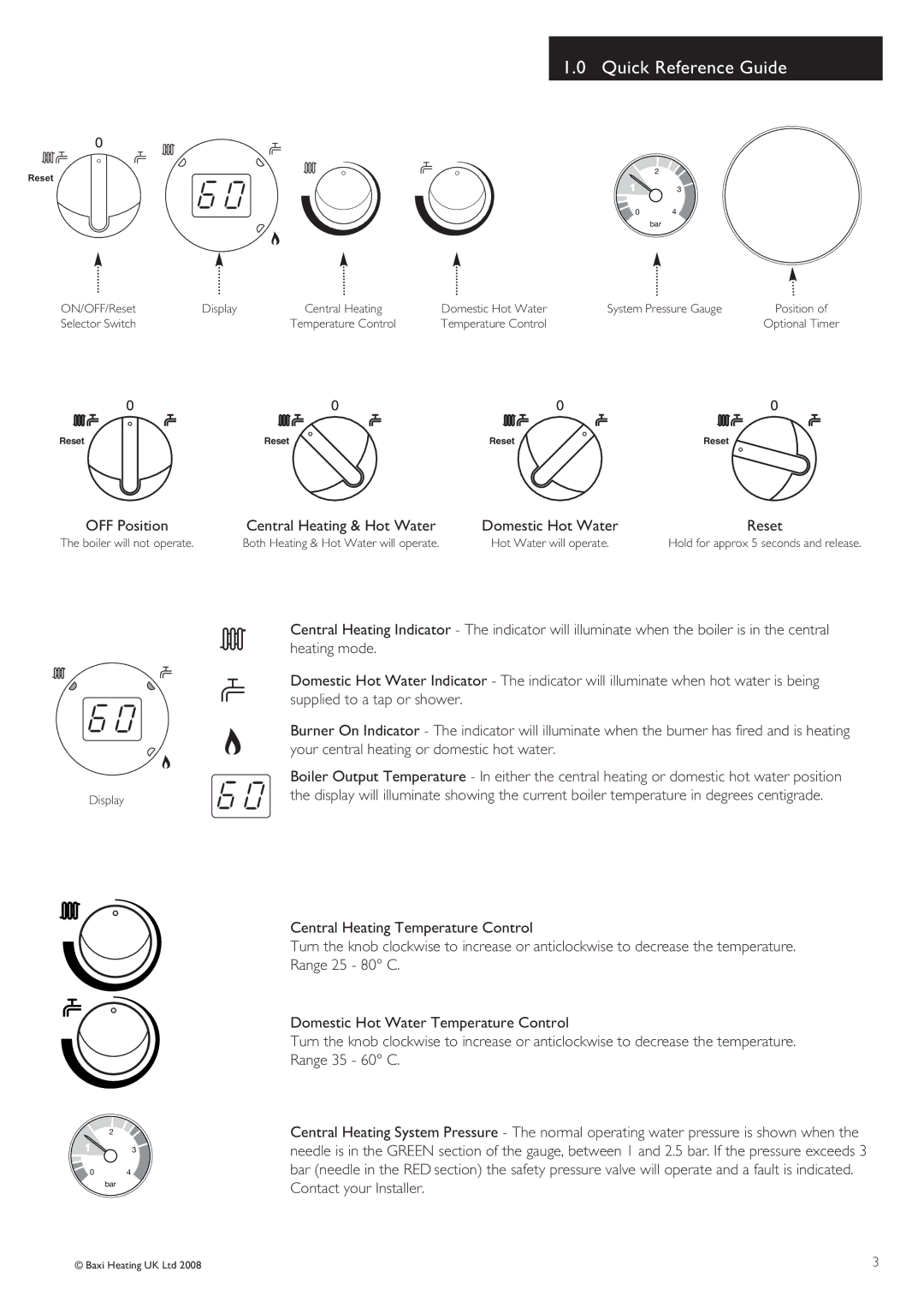 Baxi Potterton Boiler warranty Quick Reference Guide, Central Heating & Hot Water Domestic Hot Water 