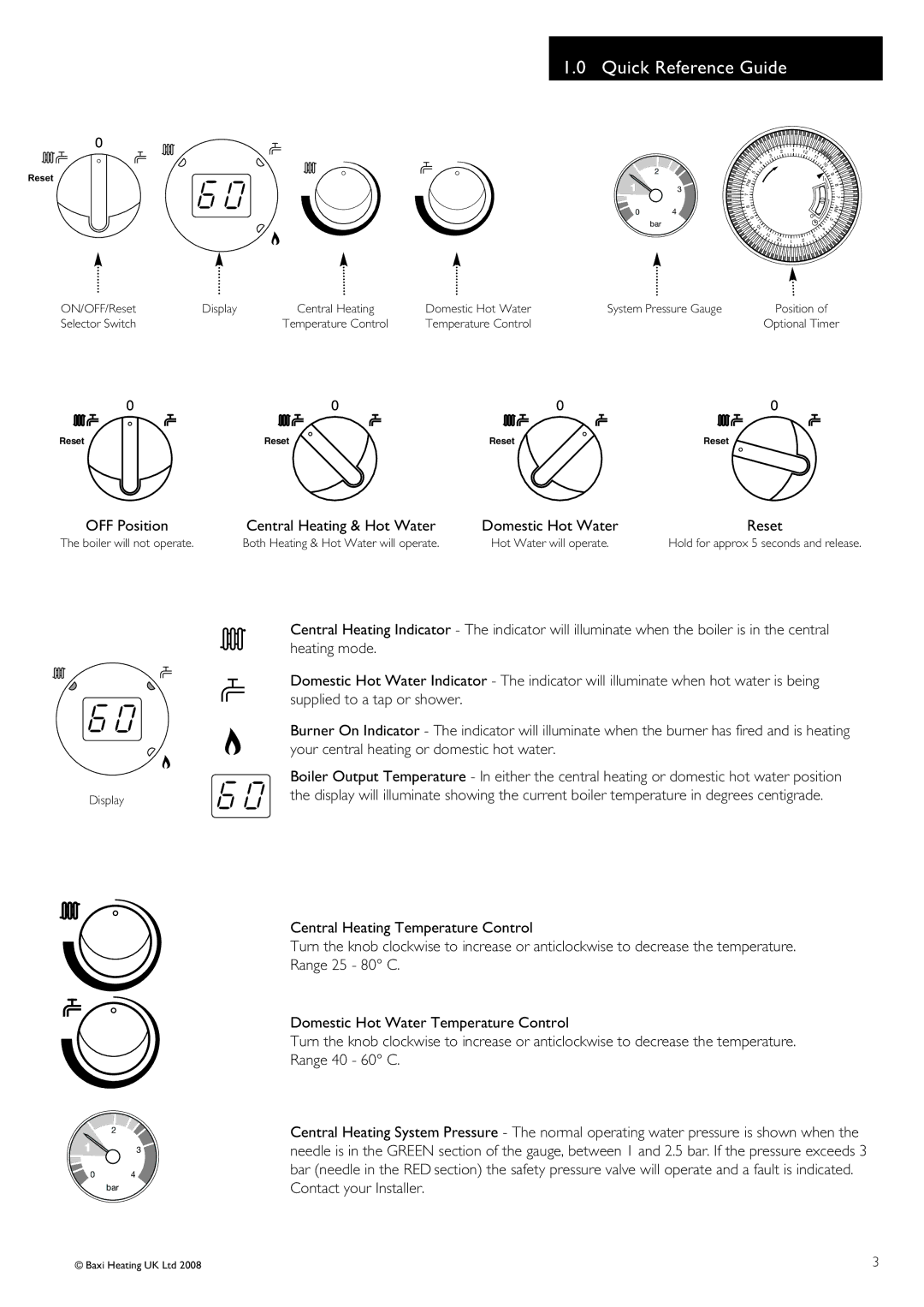 Baxi Potterton Cold HE A Quick Reference Guide, Contact your Installer, Central Heating & Hot Water Domestic Hot Water 