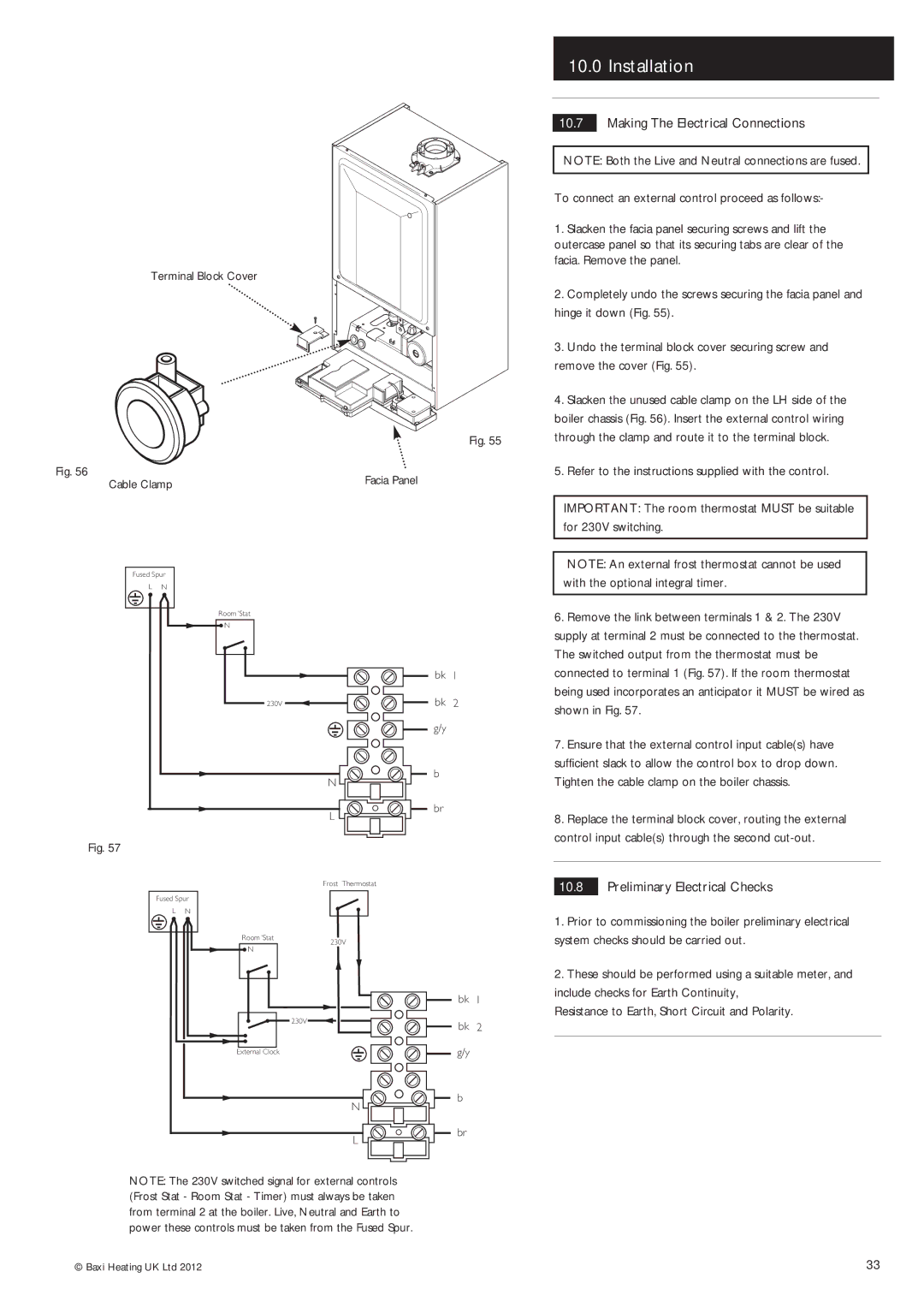 Baxi Potterton Condensing Combination Boiler manual Making The Electrical Connections, Preliminary Electrical Checks 