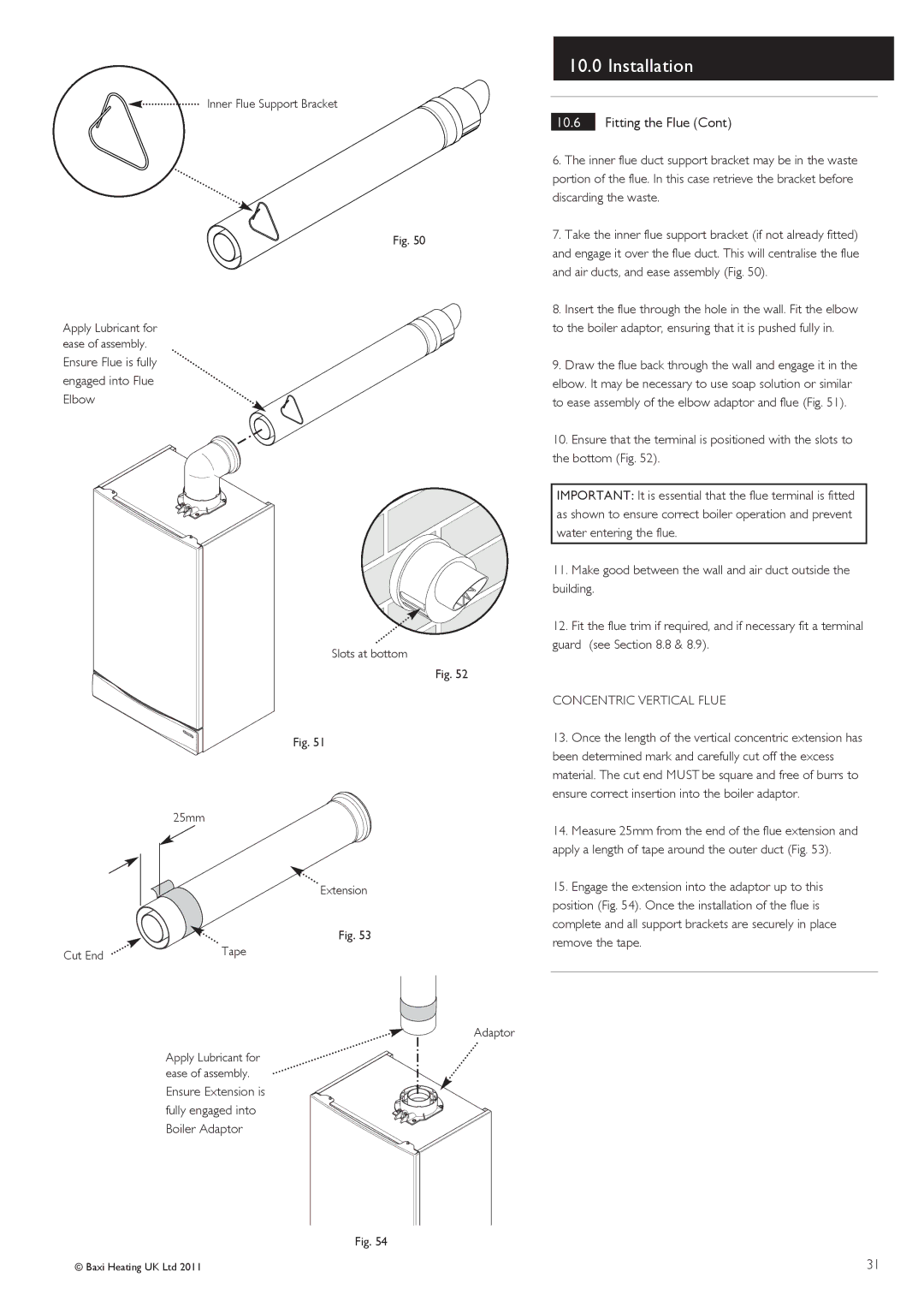 Baxi Potterton G.C.No 47 393 21, G.C.No 47 393 23, G.C.No 47 393 22 manual Inner Flue Support Bracket, 25mm Extension Cut End 