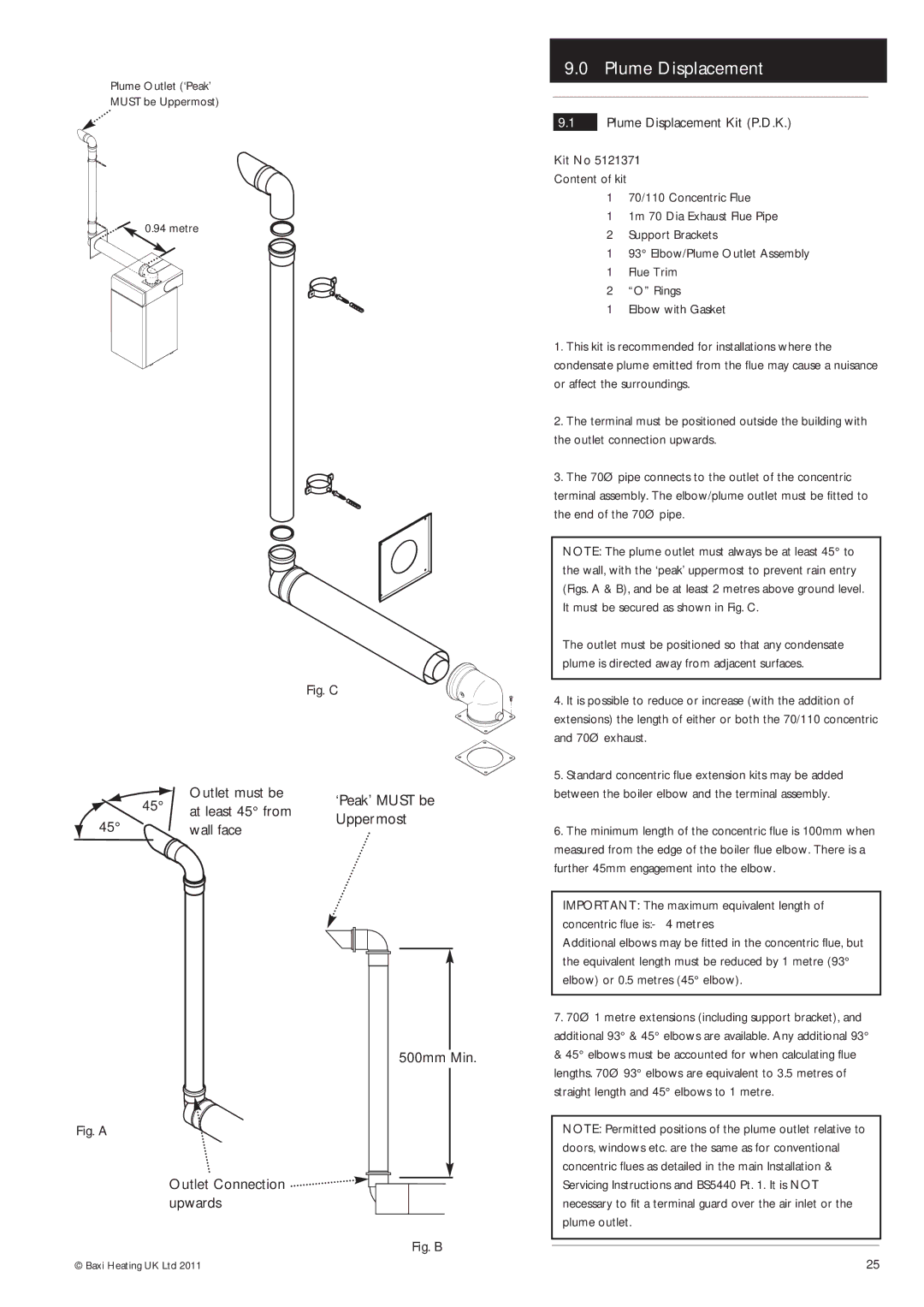Baxi Potterton Gold FSB 30 HE manual Plume Displacement Kit P.D.K 