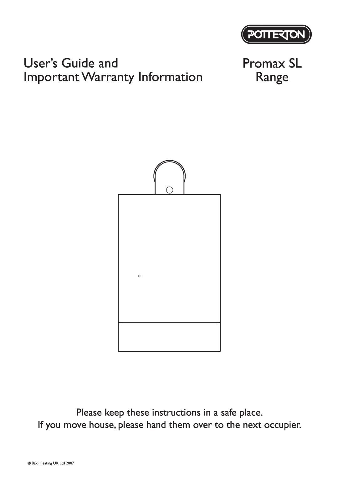Baxi Potterton Promax SL warranty User’s Guide and, Important Warranty Information, Range 