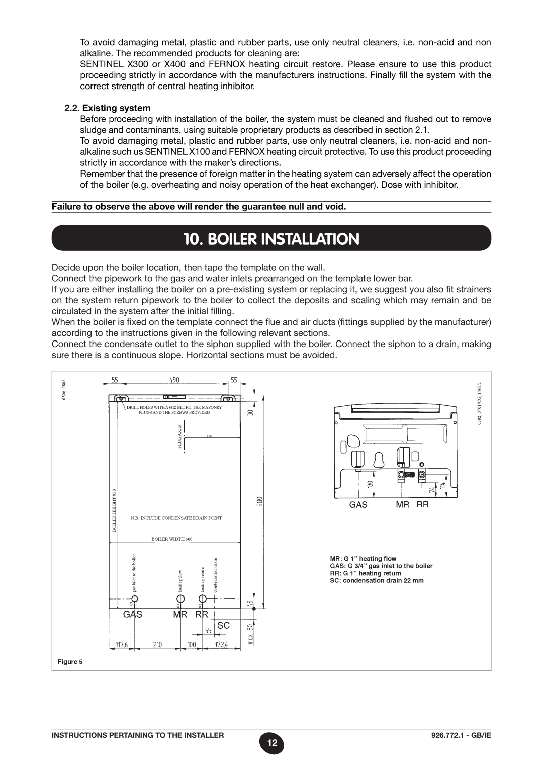 Baxi Potterton WH65, WH46 manual Boiler Installation, Existing system 