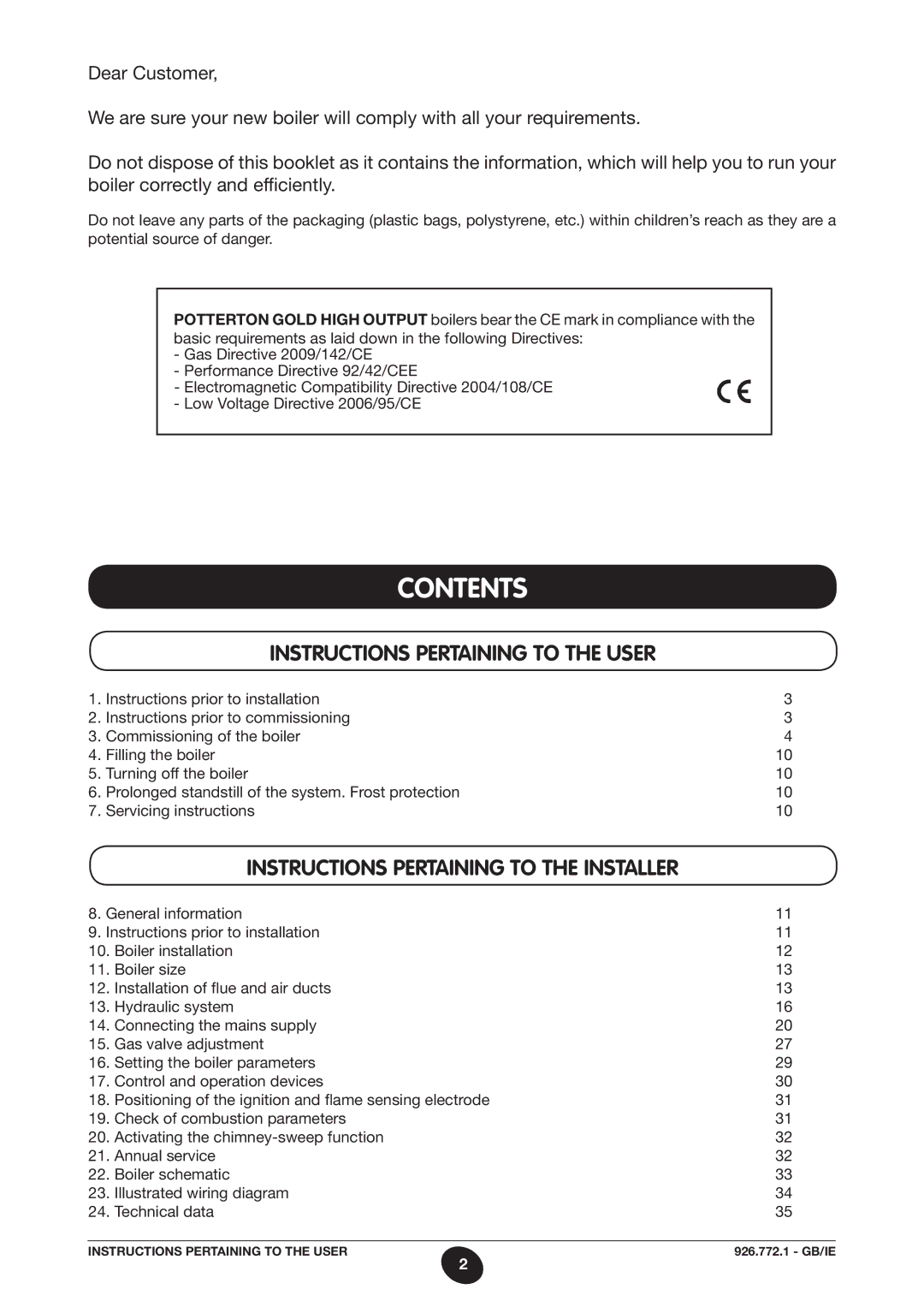 Baxi Potterton WH65, WH46 manual Contents 