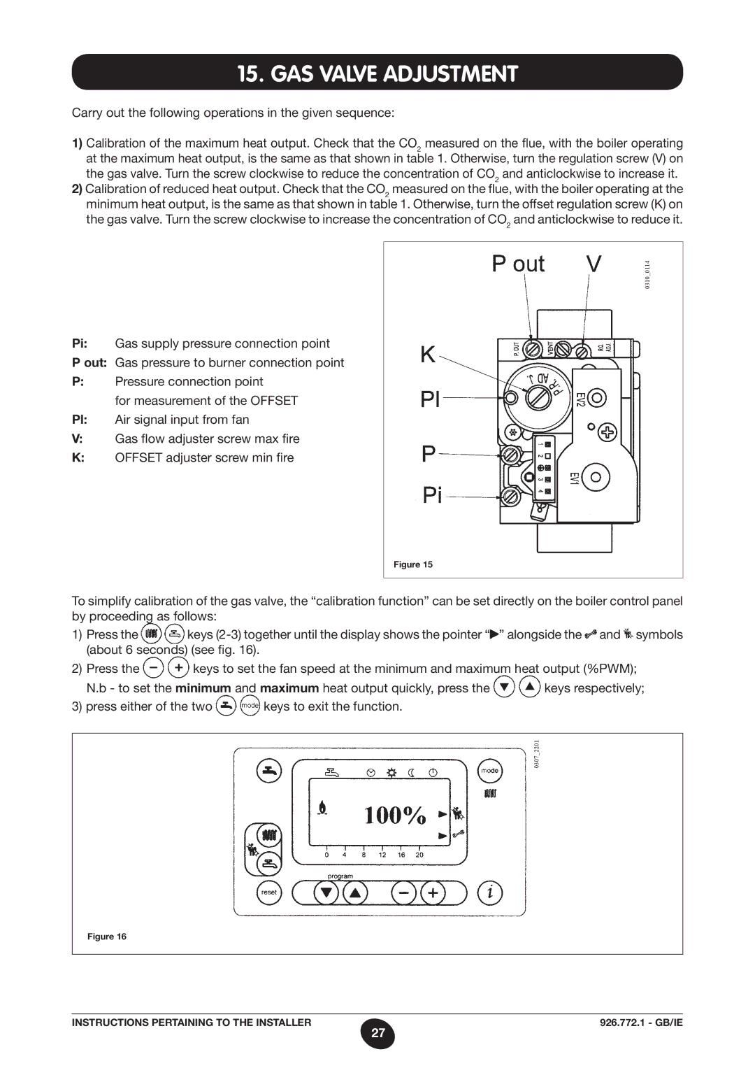 Baxi Potterton WH46, WH65 manual GAS Valve Adjustment 