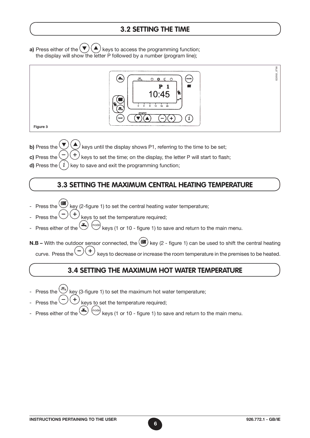 Baxi Potterton WH65, WH46 manual Setting the Maximum Central Heating Temperature, Setting the Maximum HOT Water Temperature 