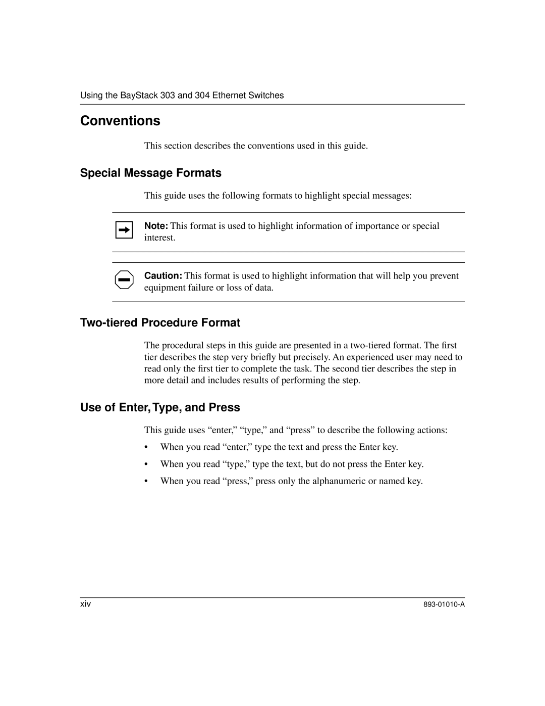 Bay Technical Associates 304, 303 manual Conventions, Special Message Formats, Two-tiered Procedure Format 