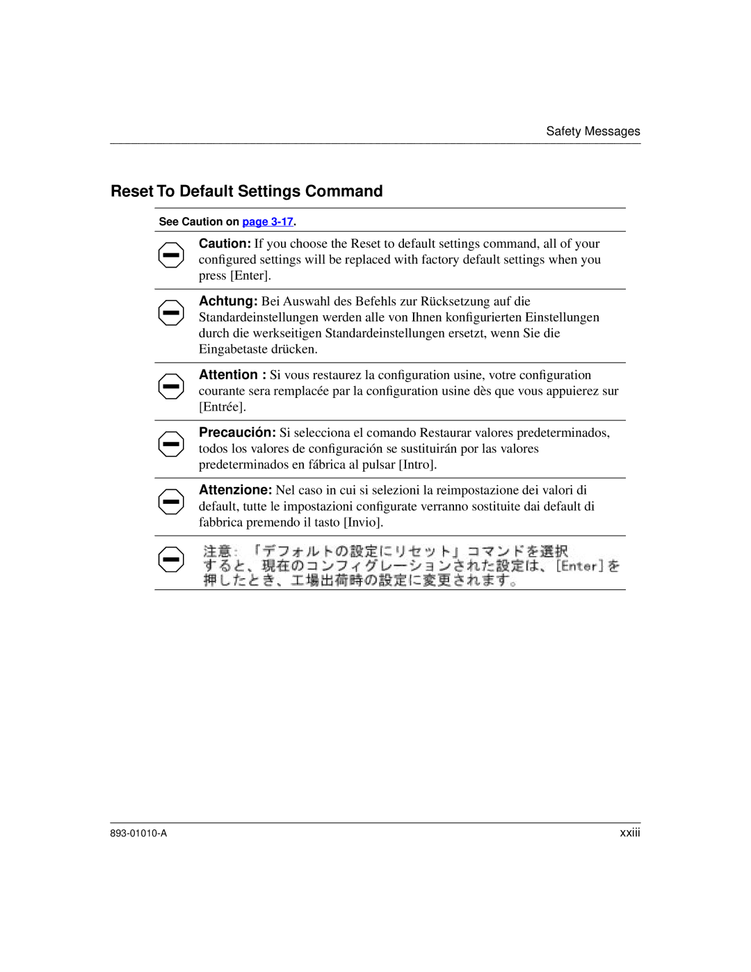 Bay Technical Associates 303, 304 manual Reset To Default Settings Command 