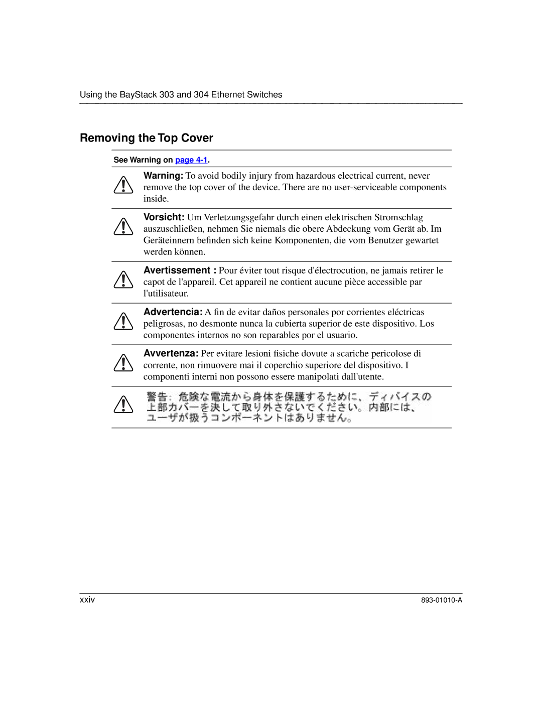 Bay Technical Associates 304, 303 manual Removing the Top Cover 