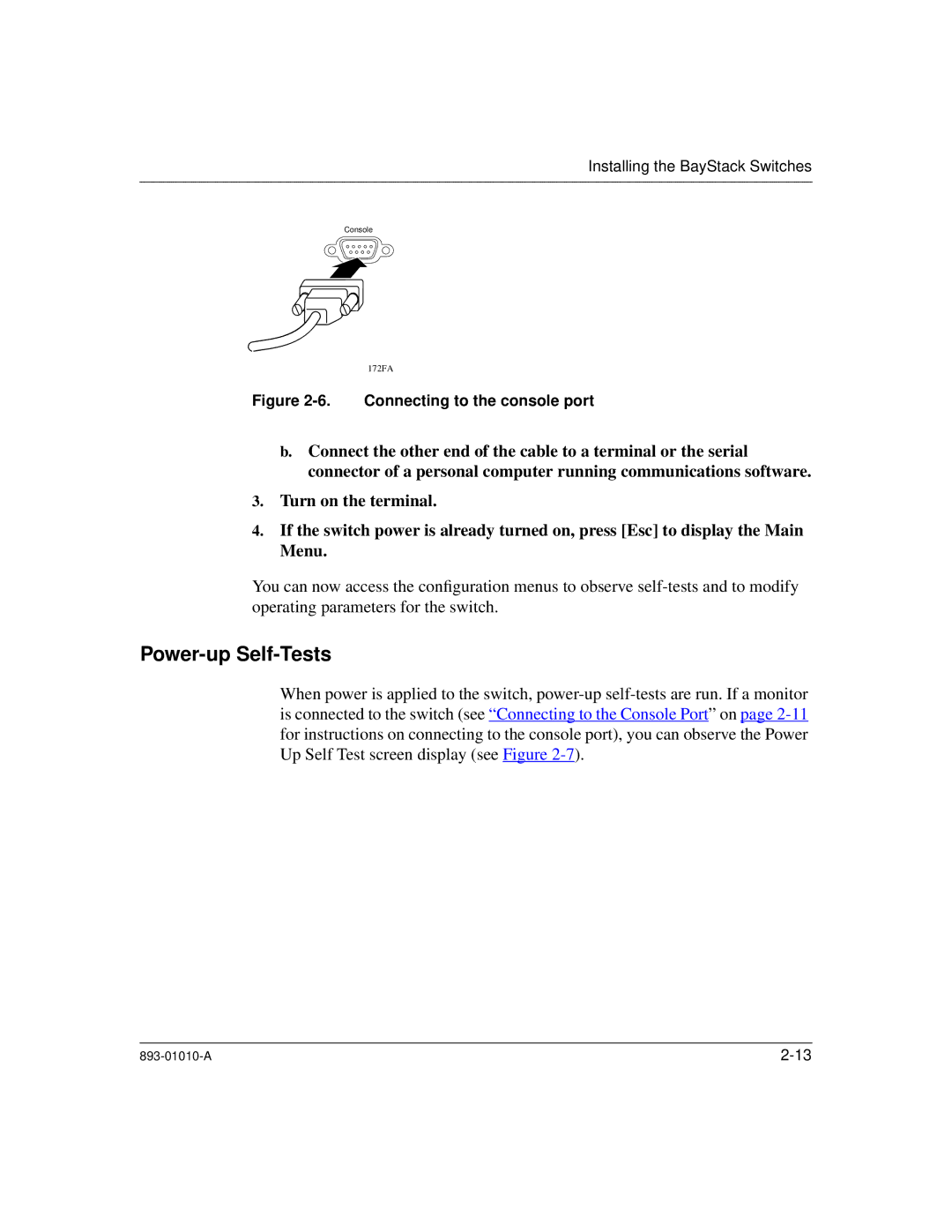 Bay Technical Associates 303, 304 manual Power-up Self-Tests, Connecting to the console port 