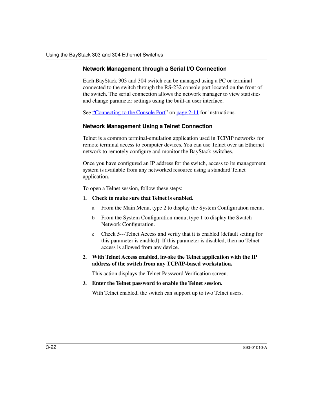 Bay Technical Associates 304, 303 manual Network Management through a Serial I/O Connection 