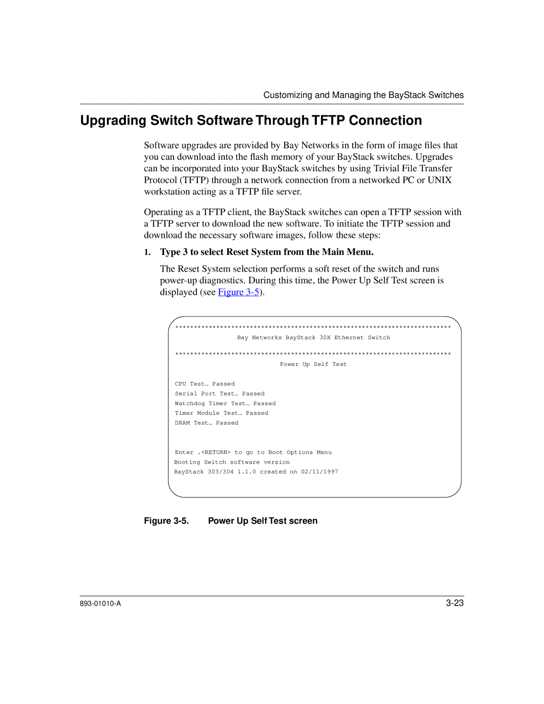 Bay Technical Associates 303, 304 manual Upgrading Switch Software Through Tftp Connection 