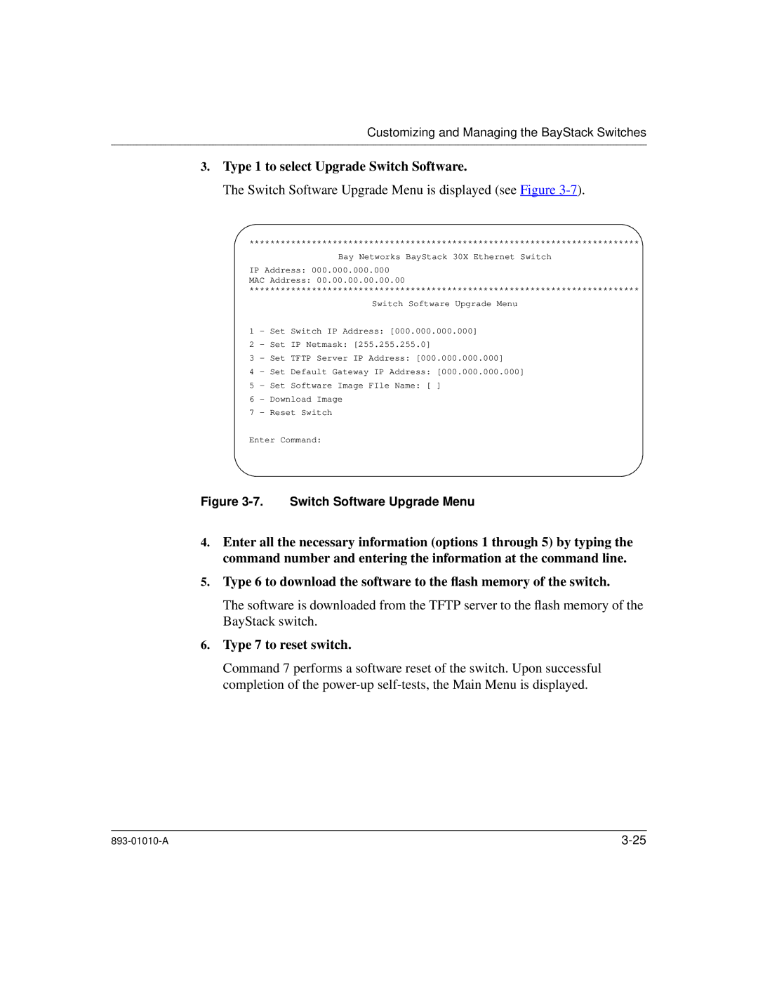 Bay Technical Associates 303, 304 manual Type 1 to select Upgrade Switch Software 