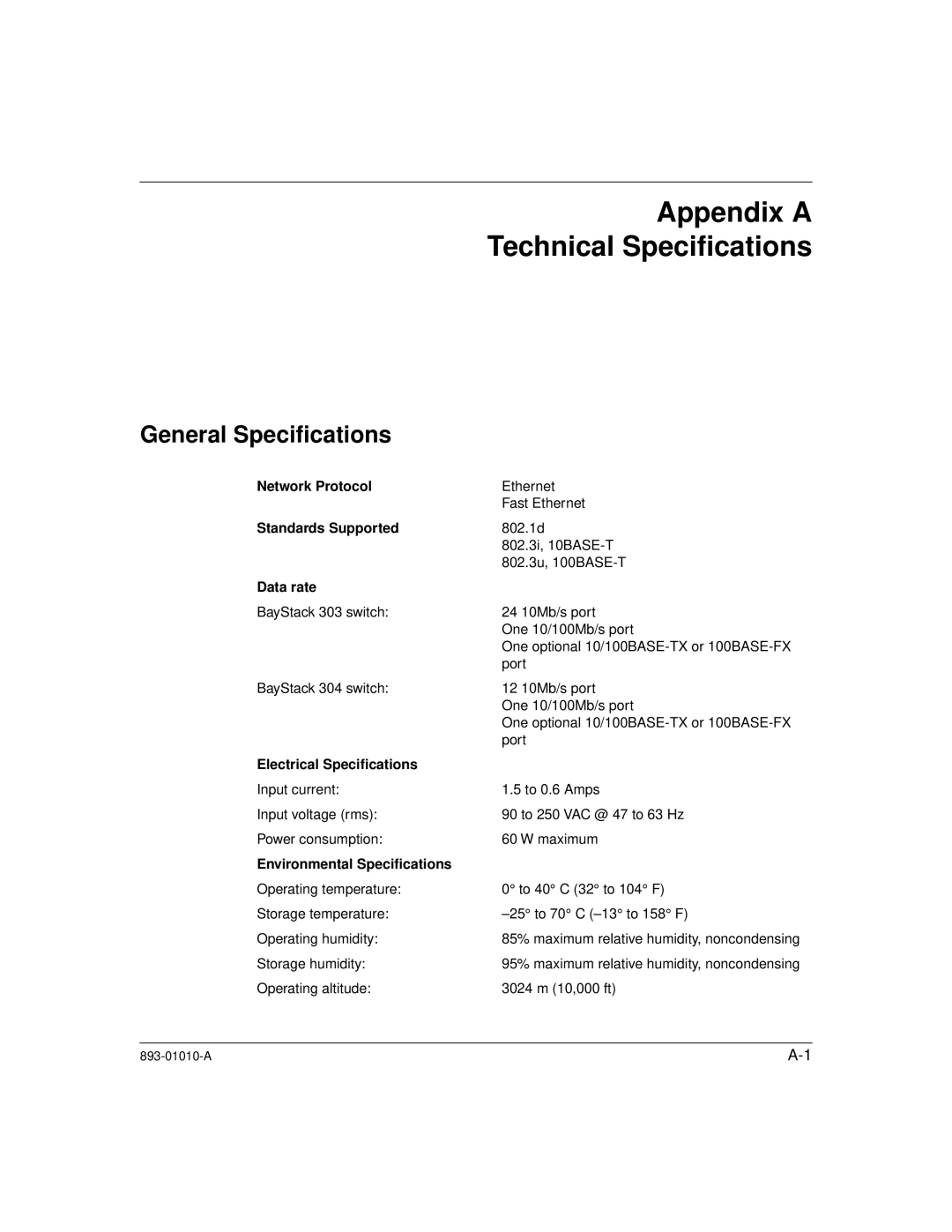 Bay Technical Associates 303, 304 manual General Speciﬁcations 