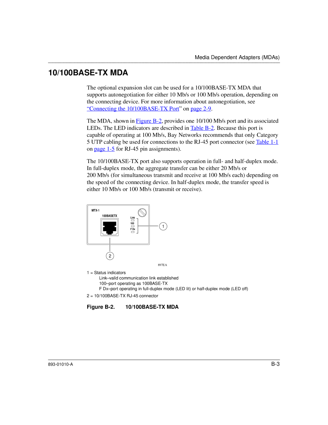 Bay Technical Associates 303, 304 manual 10/100BASE-TX MDA 