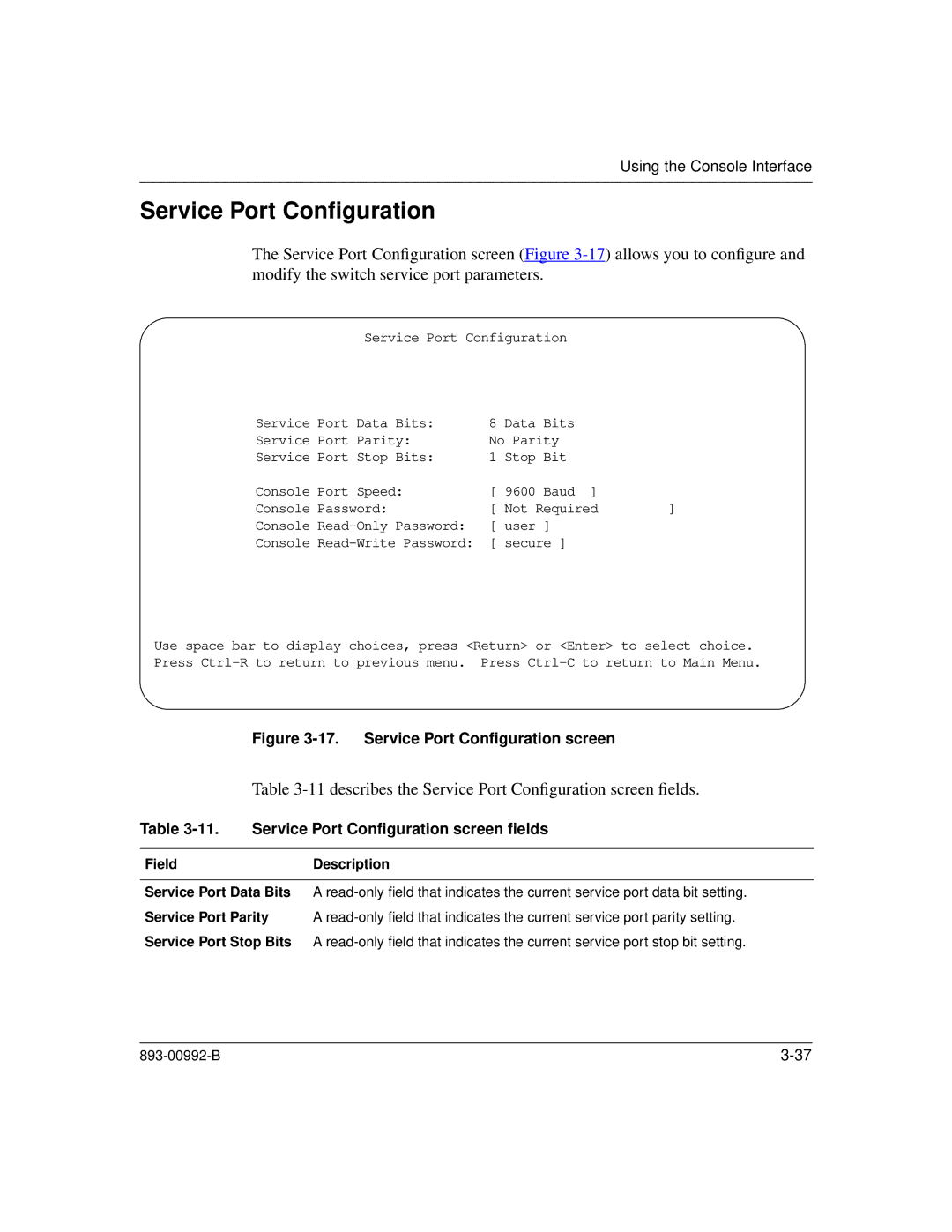 Bay Technical Associates 350 manual describes the Service Port Conﬁguration screen ﬁelds 