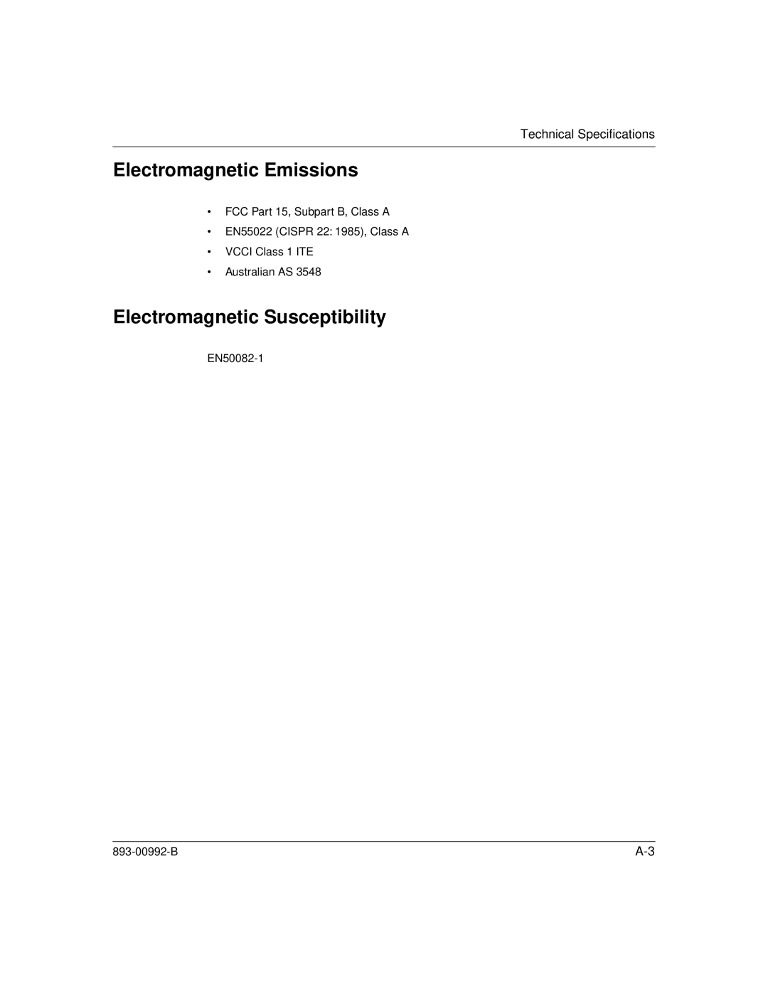 Bay Technical Associates 350 manual Electromagnetic Emissions, Electromagnetic Susceptibility 