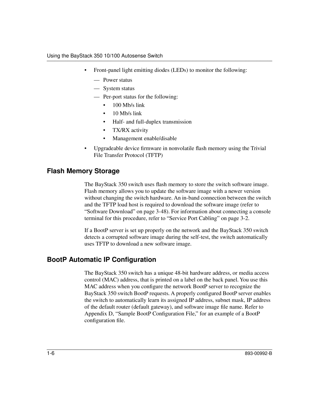 Bay Technical Associates 350 manual Flash Memory Storage, BootP Automatic IP Conﬁguration 