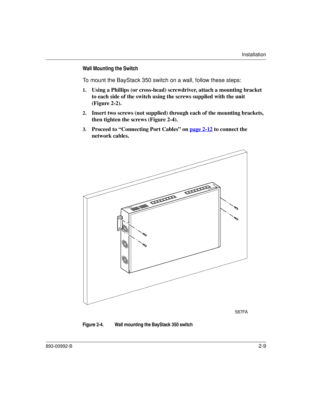 Bay Technical Associates 350 manual Wall Mounting the Switch 