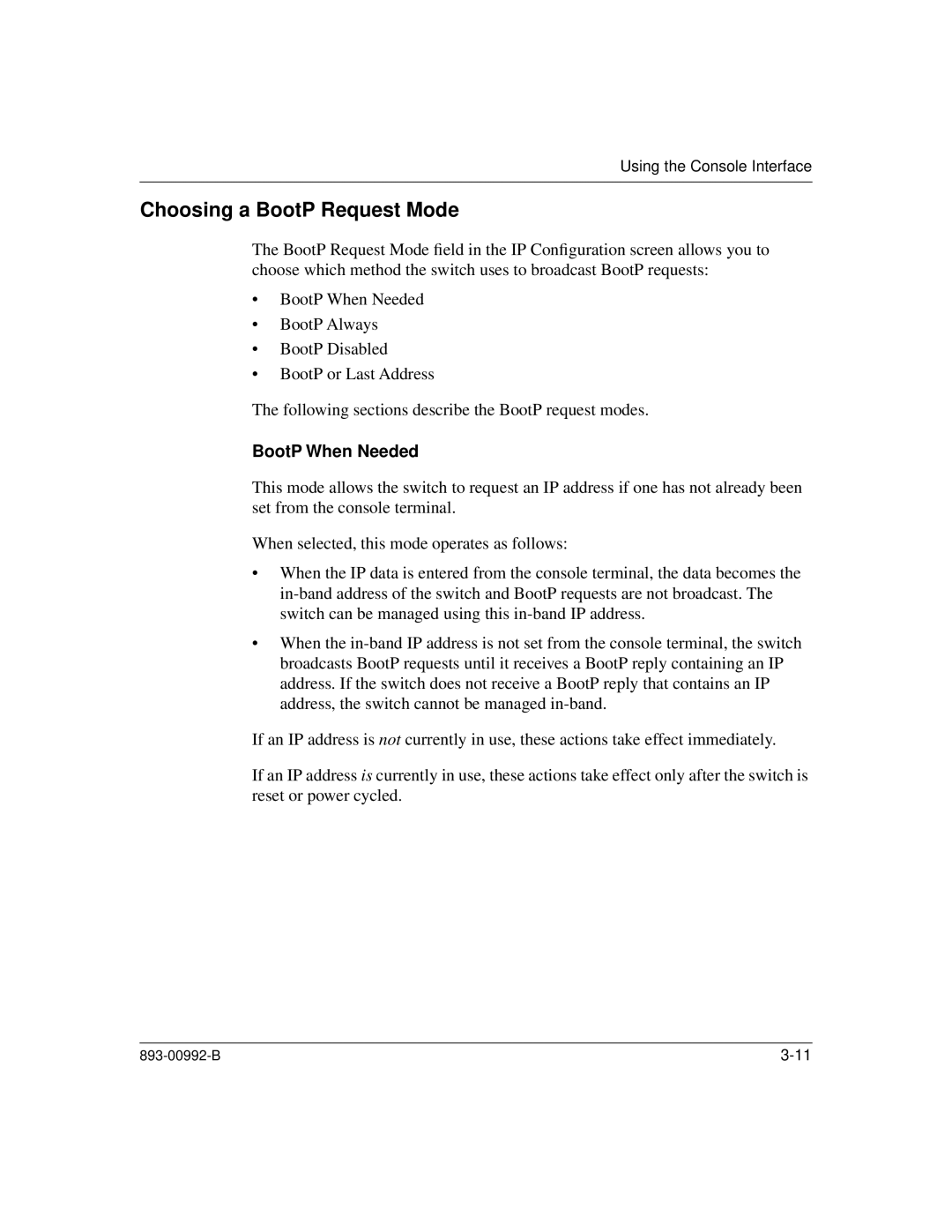 Bay Technical Associates 350 manual Choosing a BootP Request Mode, BootP When Needed 