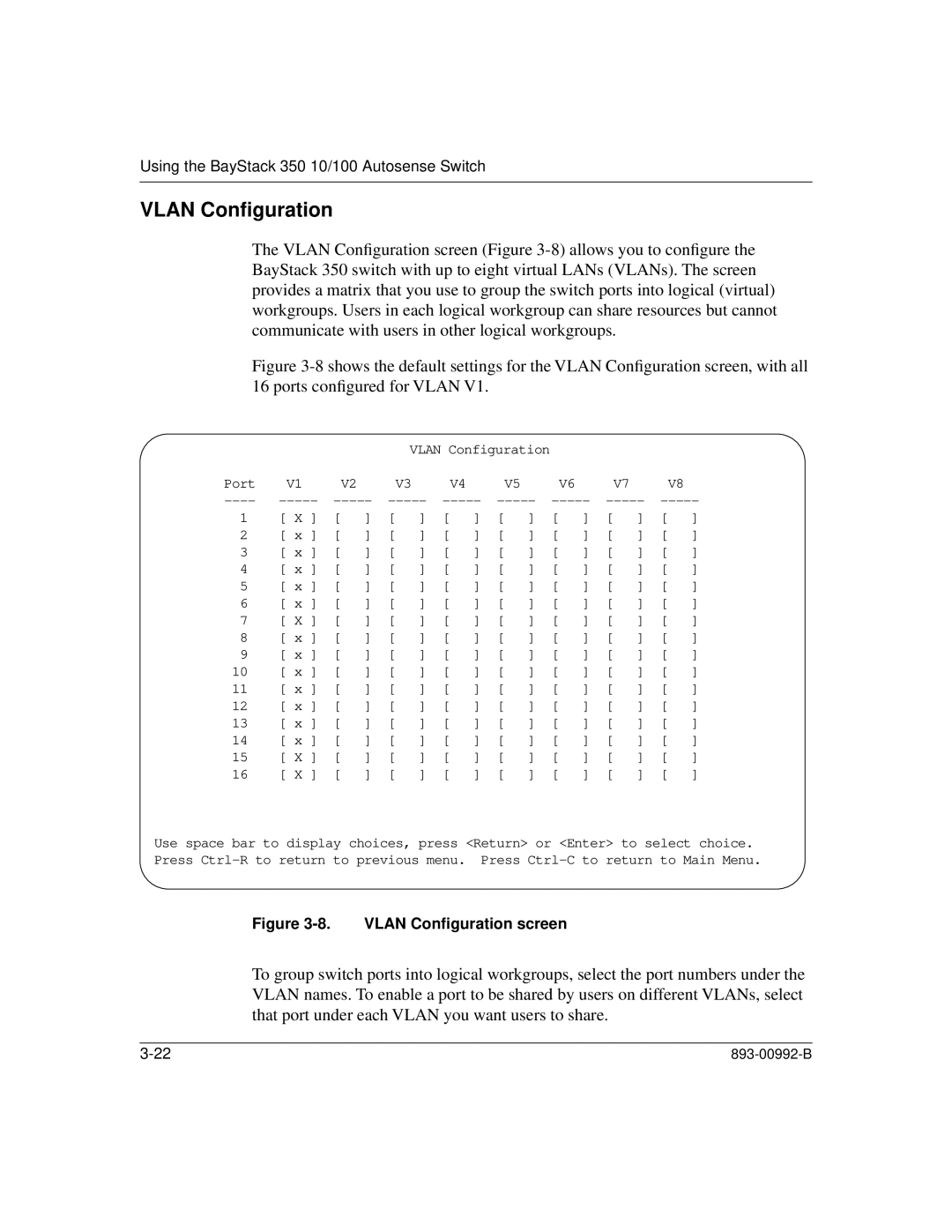 Bay Technical Associates 350 manual Vlan Conﬁguration screen 