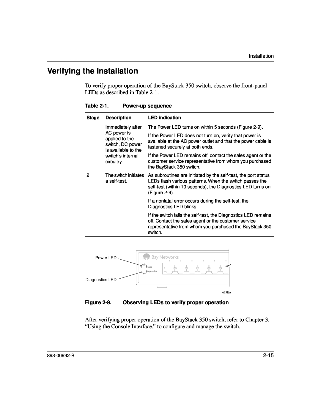 Bay Technical Associates 350 manual Verifying the Installation, 1. Power-up sequence 