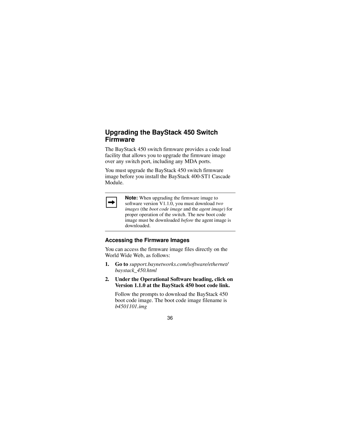 Bay Technical Associates 400-ST1 manual Upgrading the BayStack 450 Switch Firmware, Accessing the Firmware Images 