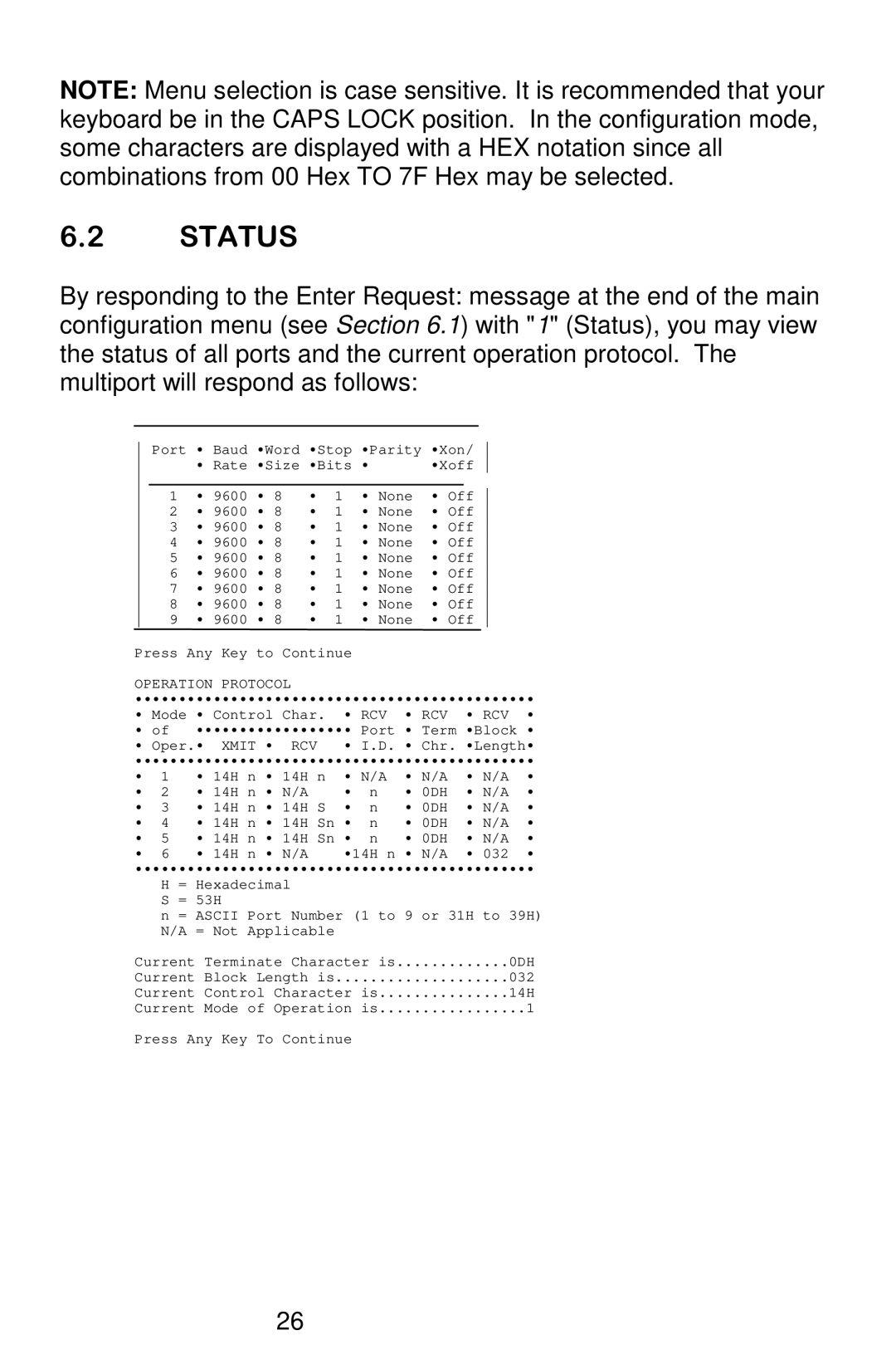 Bay Technical Associates 525H, 5218H, 528H, 529H owner manual Operation Protocol 