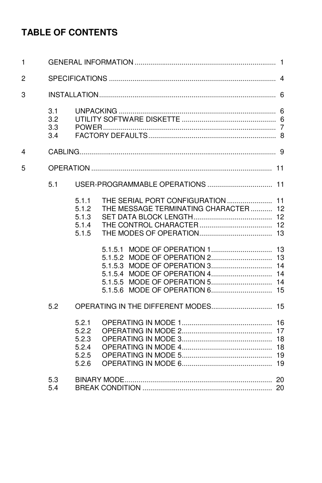 Bay Technical Associates 5218H, 528H, 529H, 525H owner manual Table of Contents 