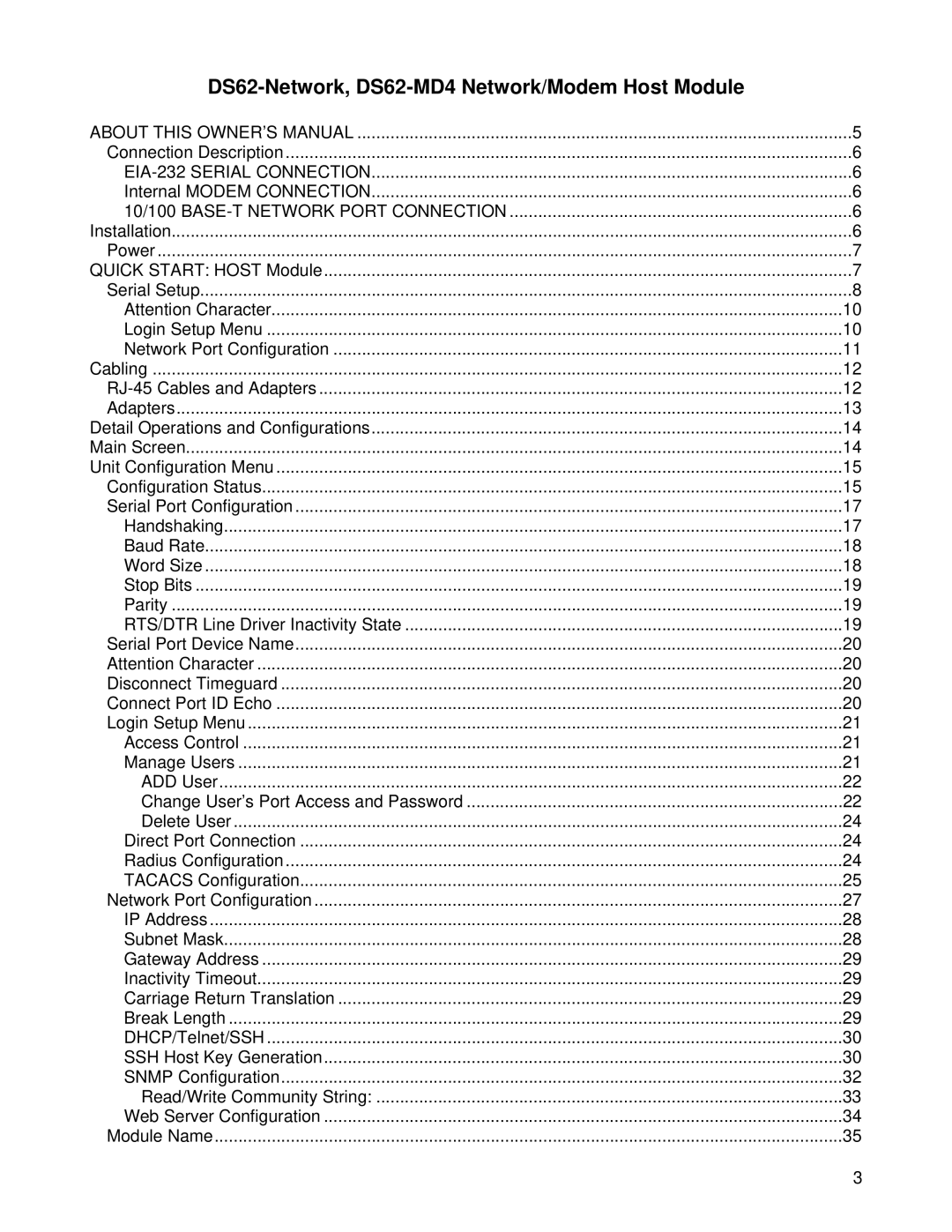 Bay Technical Associates DS62-MD4, DS Series manual EIA-232 Serial Connection 