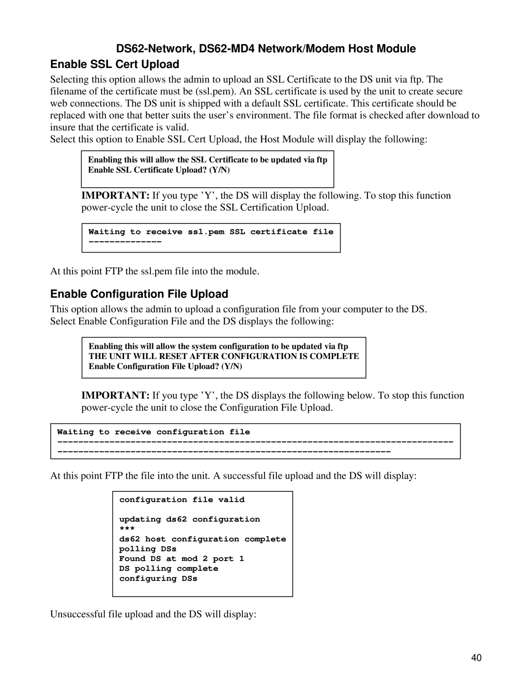 Bay Technical Associates DS62-MD4, DS Series manual Enable Configuration File Upload 