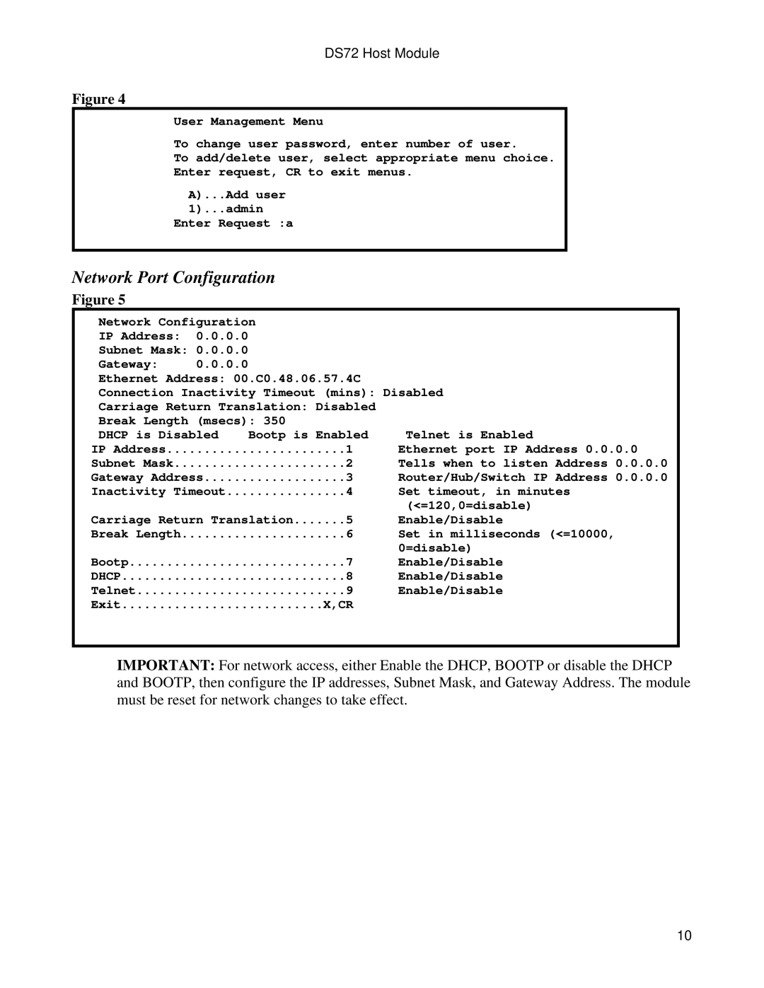 Bay Technical Associates DS72 manual Network Port Configuration 