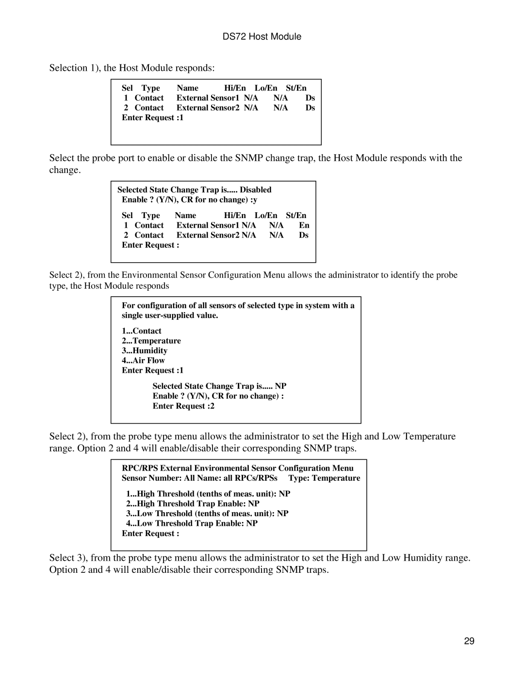 Bay Technical Associates DS72 manual Selection 1, the Host Module responds 