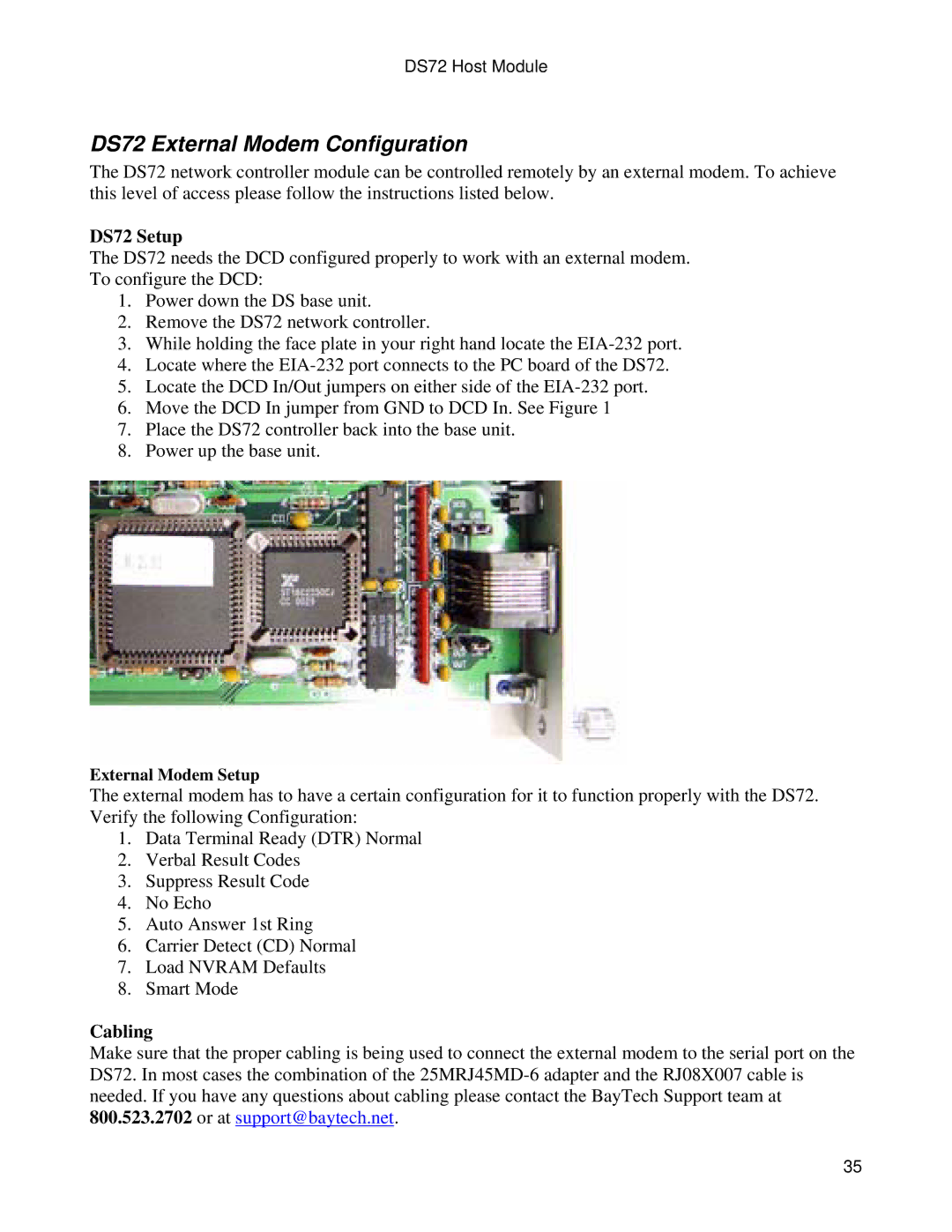 Bay Technical Associates manual DS72 Setup, Cabling 