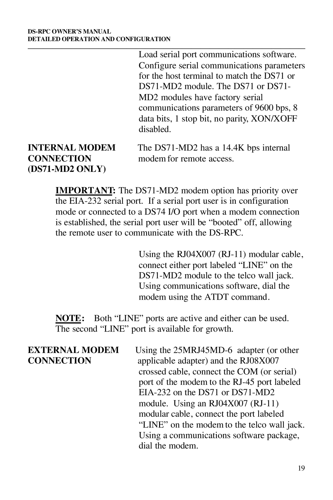 Bay Technical Associates DS73, DS2-RPC, DS4-RPC, DS2-RPC DS4-RPC owner manual DS71-MD2 only 