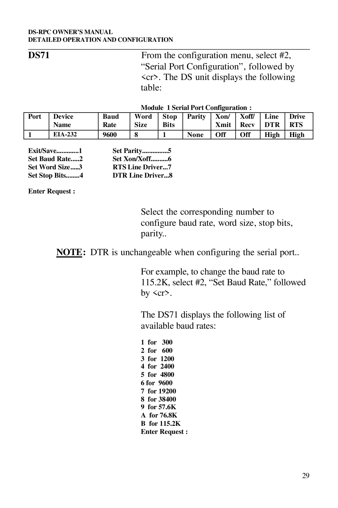 Bay Technical Associates DS2-RPC, DS4-RPC, DS73, DS2-RPC DS4-RPC owner manual Dtr Rts 