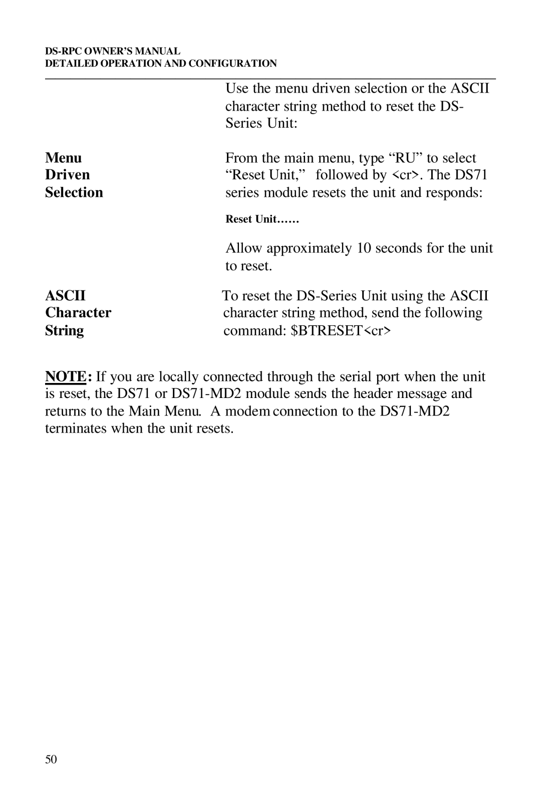 Bay Technical Associates DS2-RPC, DS4-RPC, DS73, DS2-RPC DS4-RPC owner manual Driven, Ascii 